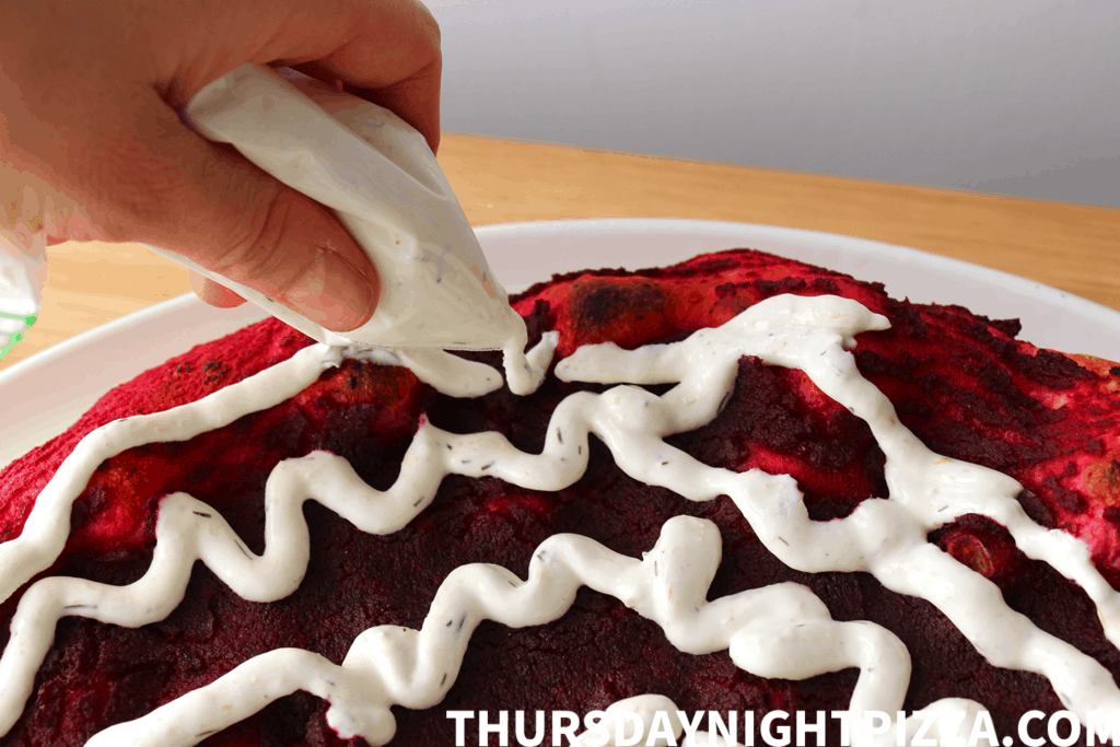 piping on the horseradish cream