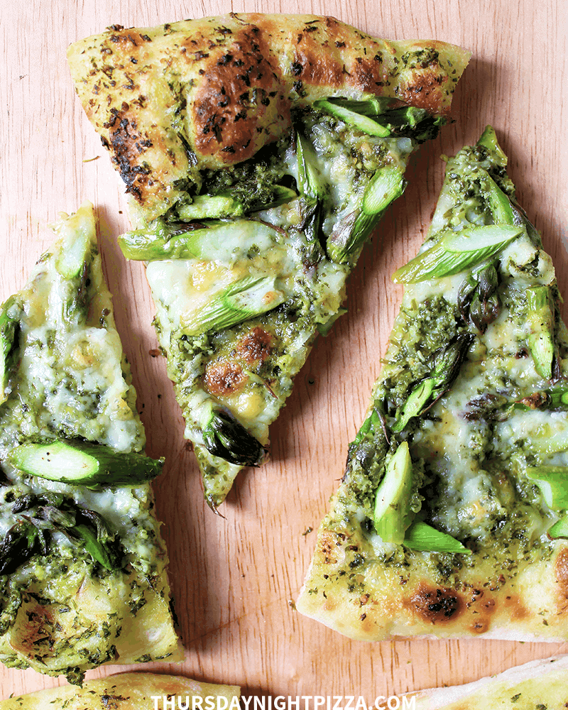 Asparagus Pizza with Parsley-Chive Pesto
