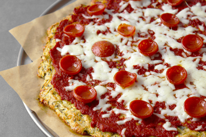 side view of pizza