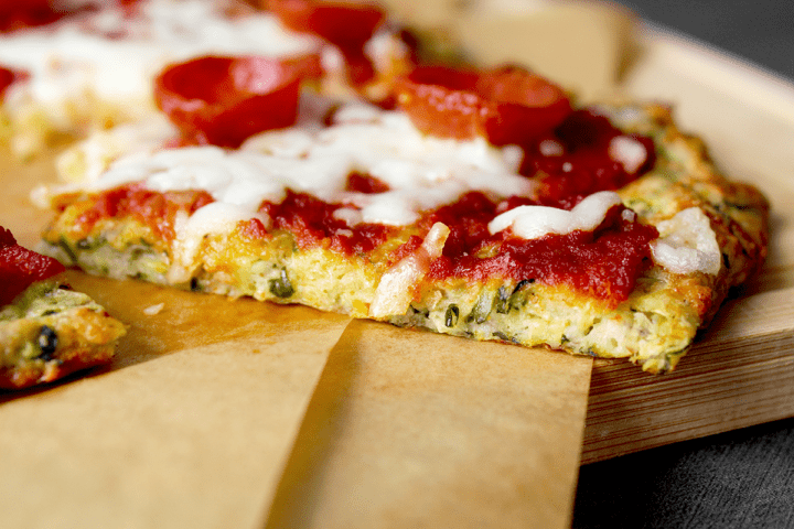 closeup at zucchini summer squash pizza crust