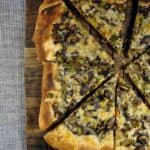 Pizza with Mushrooms, Leeks, and Stinky Cheese