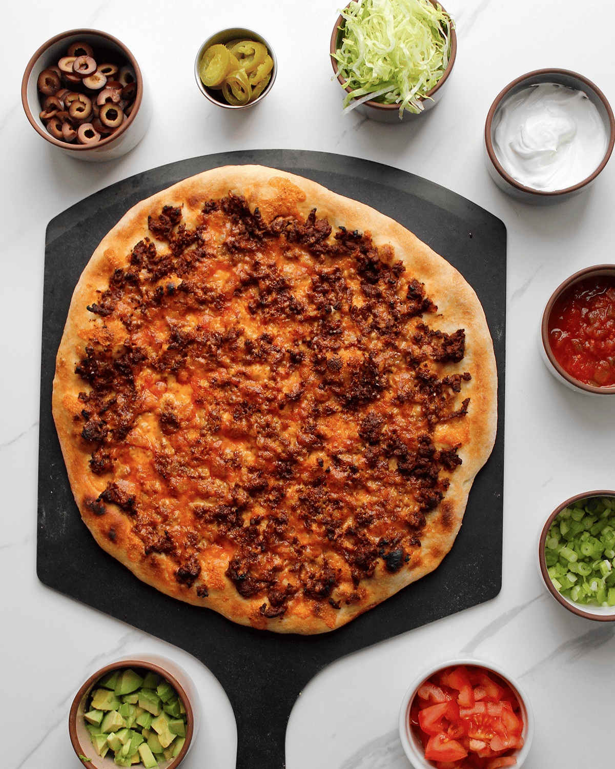 taco pizza with toppings