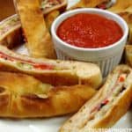 Muffuletta Calzones, cut