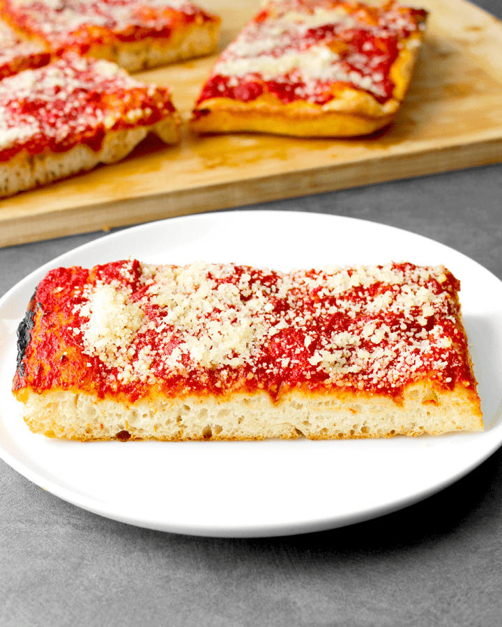 Philly style tomato pie slice