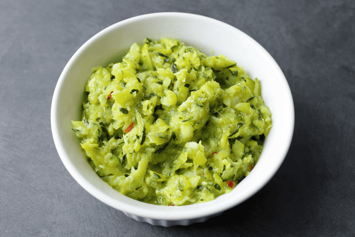 zucchini pizza sauce in bowl
