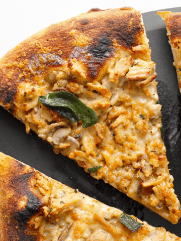 Thursday Night Pizza's Chicken, Mushroom, and Sage pizza slices