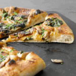 oyster mushroom pizza with paprika and spinach