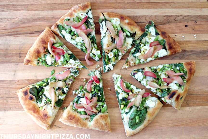 Asparagus and Pickled Rhubarb Pizza