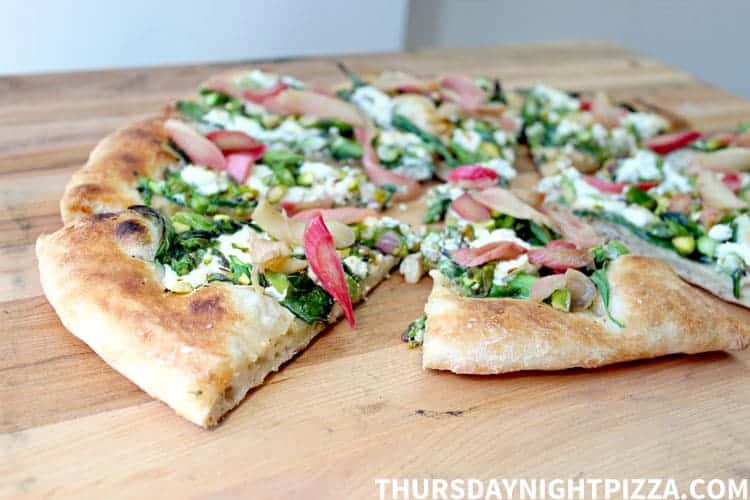 Asparagus and Pickled Rhubarb Pizza