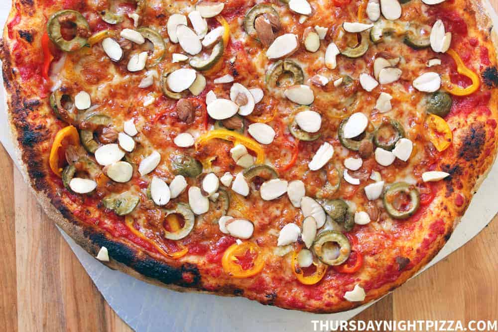 Pepper, Olive, and Manchego Pizza