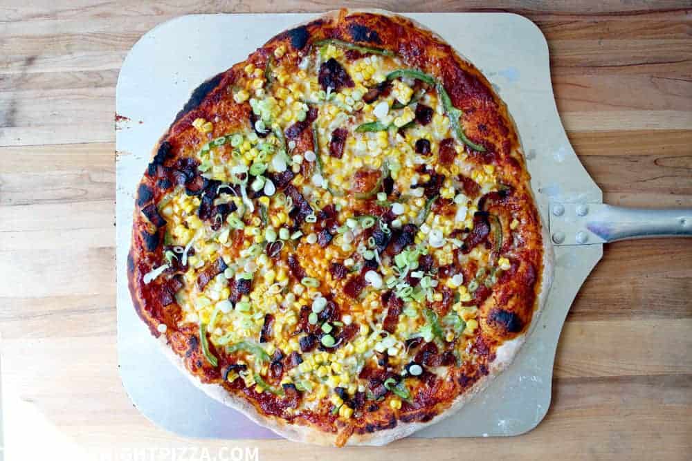 BBQ Bacon Pizza with Corn and Green Pepper