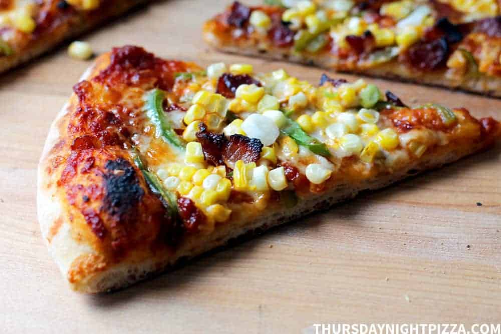 BBQ Bacon Pizza with Corn and Green Pepper