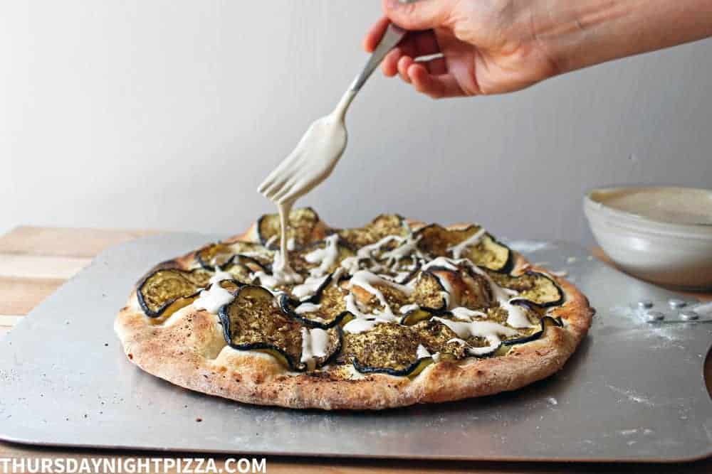 Za'atar Eggplant Pizza with Tahini Sauce