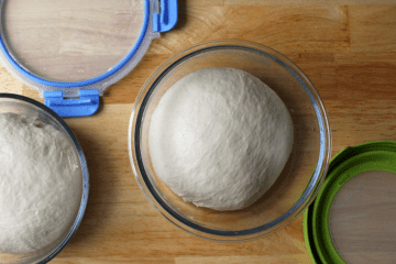 neapolitan pizza dough after cold proofing in the refrigerator