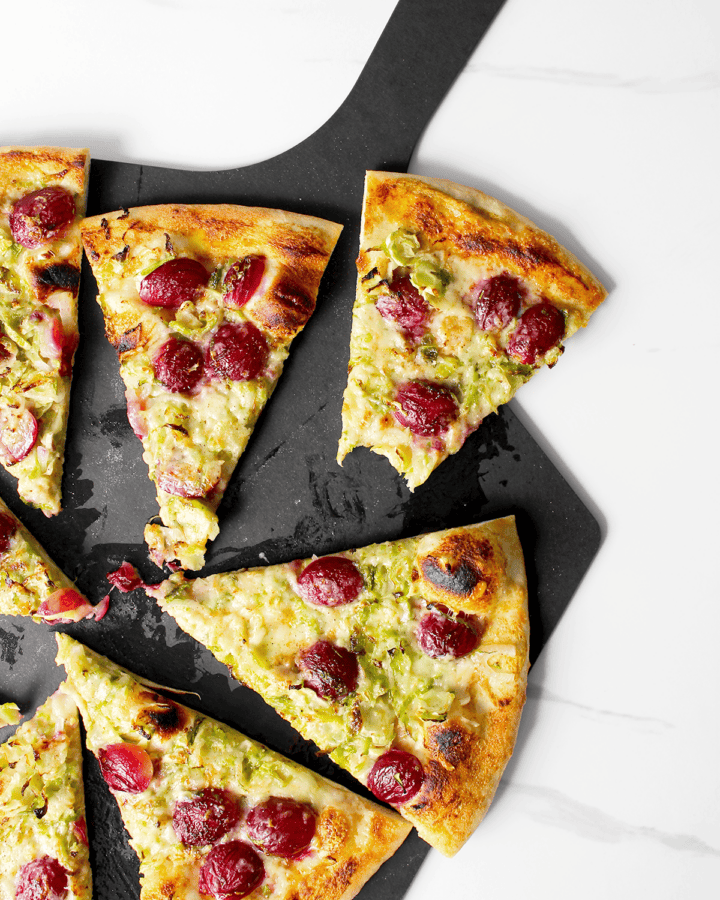 Thursday Night Pizza's Brussels Sprout Pizza with Grapes and Gruyere