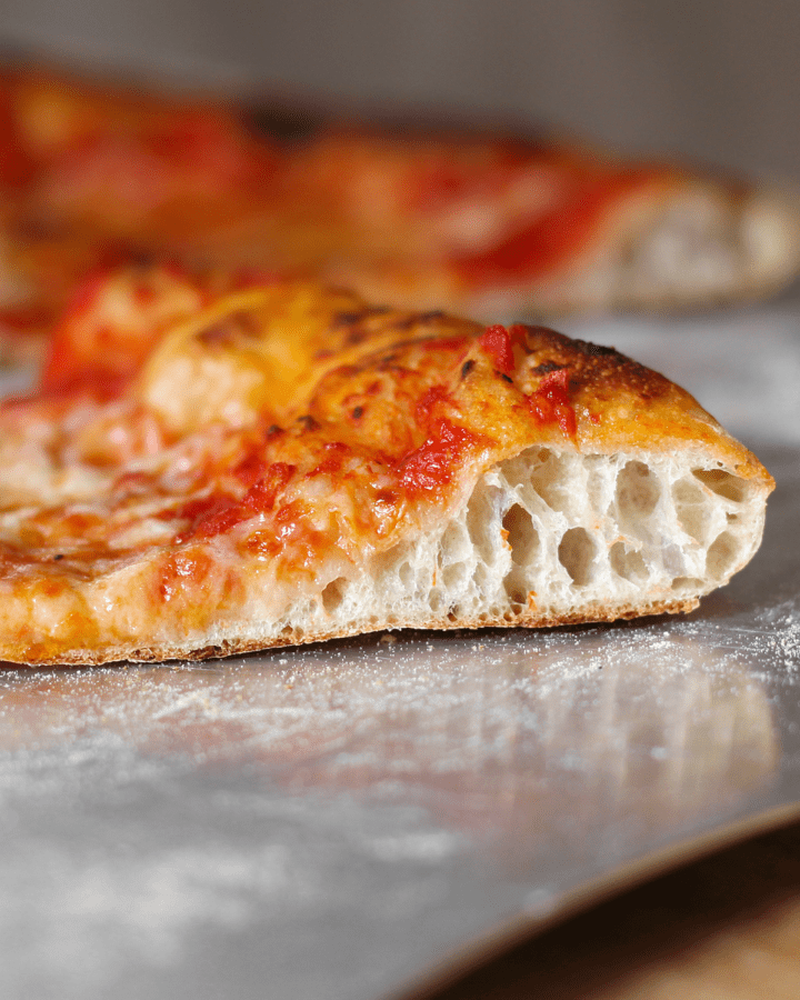 Neapolitan pizza crust, closeup