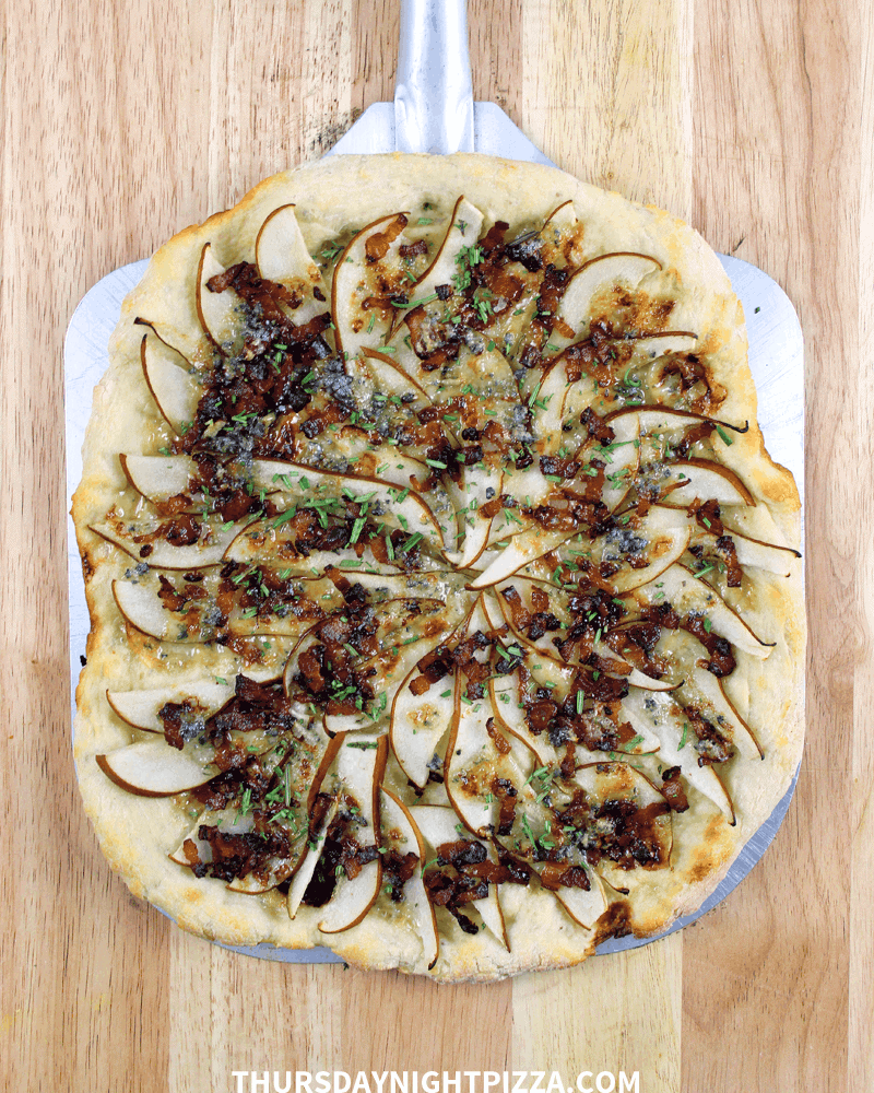 Bacon and Pear Pizza with Blue Cheese