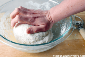 Kneading the dough into a ball