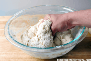 Working the rest of the flour into the dough