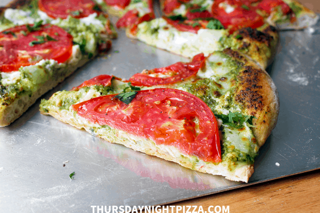 Pesto and Fresh Tomato Pizza