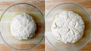 Gluten-Free Dough before and after rise