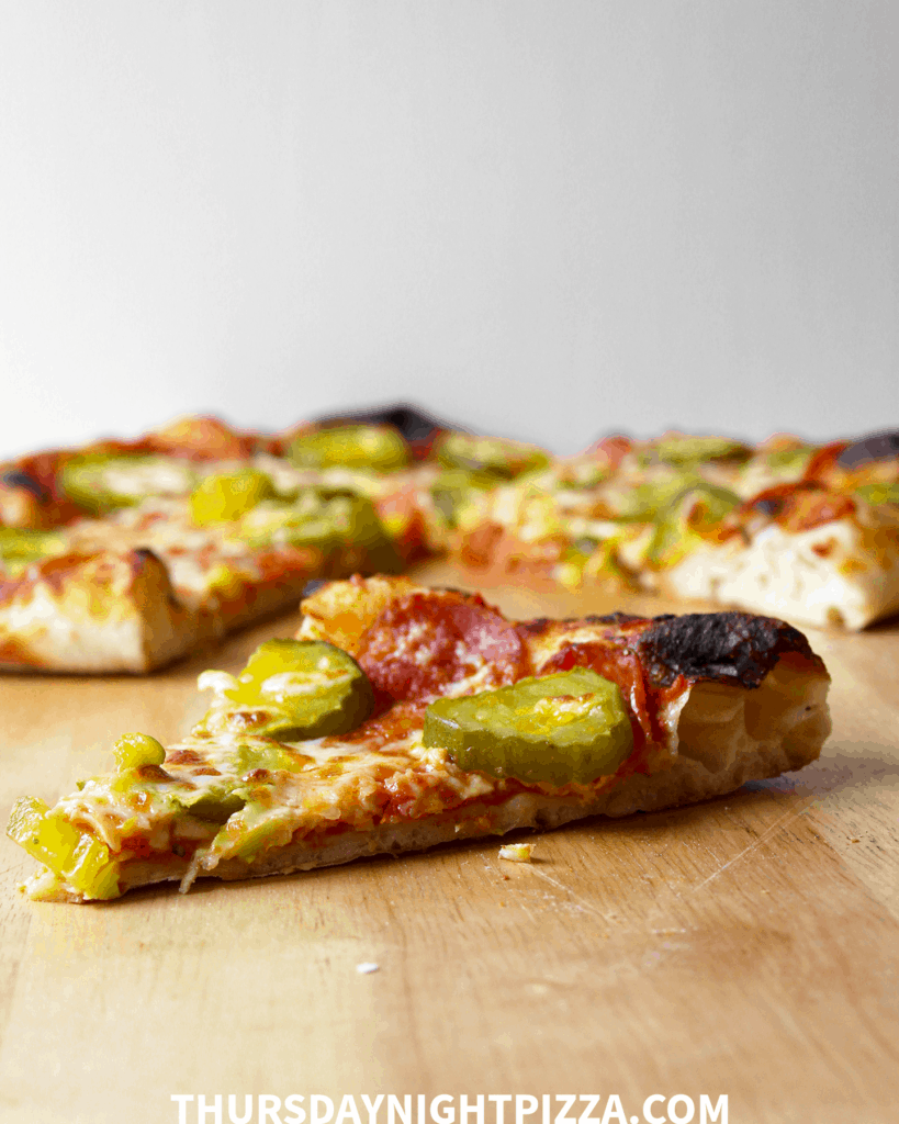 Pepperoni and Sweet Pickle Pizza