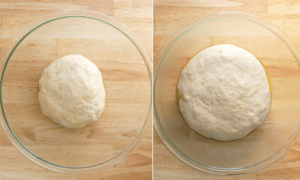 sheet pan pizza rising
