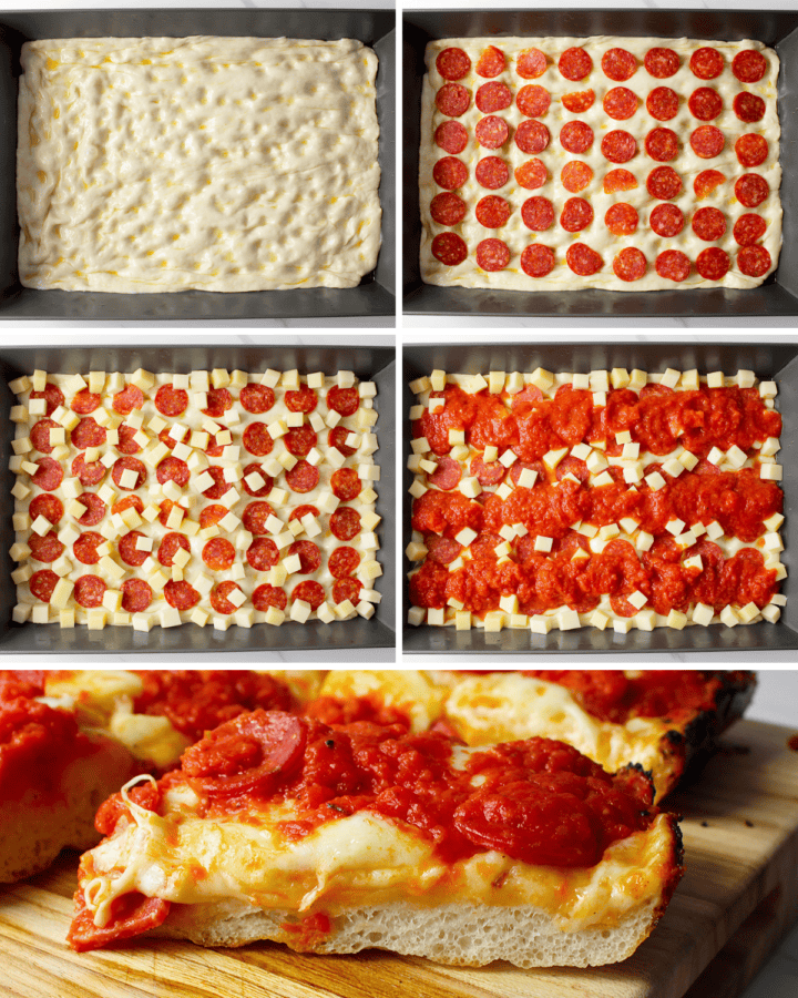 how to make Detroit style pepperoni pizza