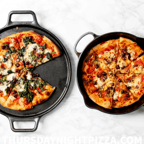 Making Pizza with the 14 inch Lodge Cast Iron Pizza Baking Pan (best pizza  crust!) 