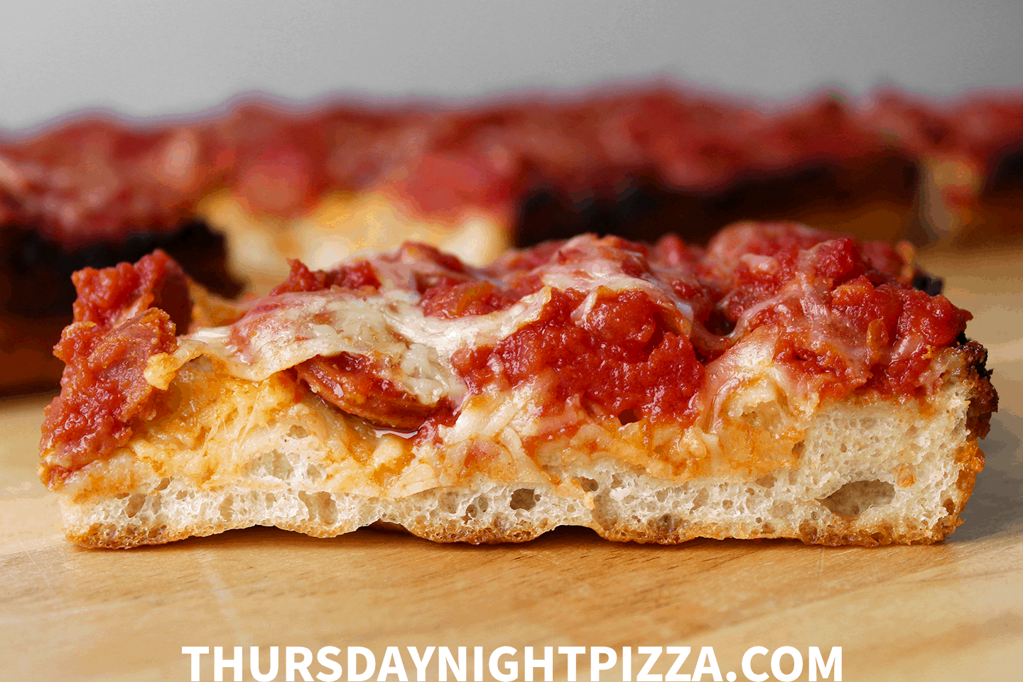 Detroit Style Pizza with Pepperoni