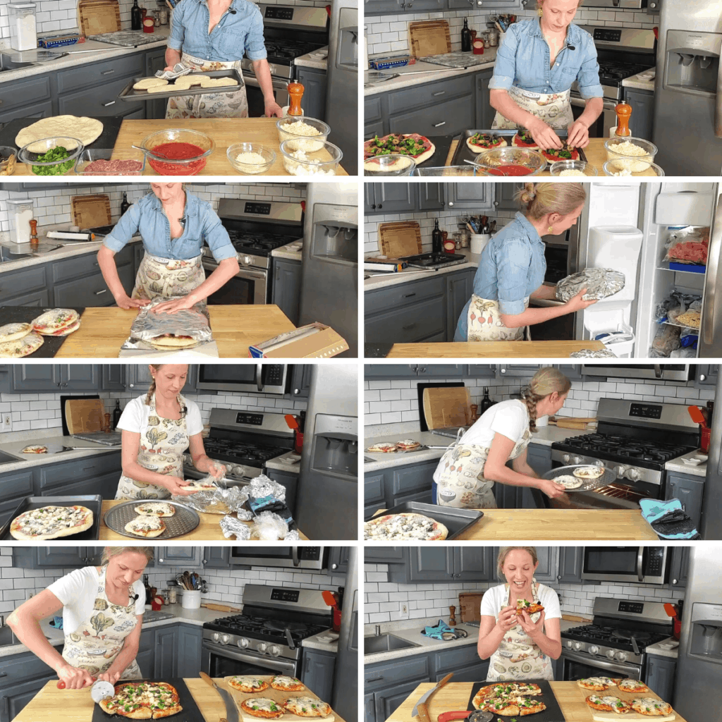 homemade frozen pizza meal prep process