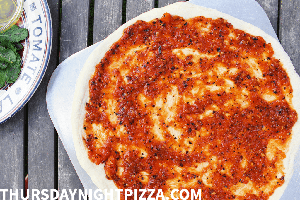 Marinara Sauce on Pizza Dough