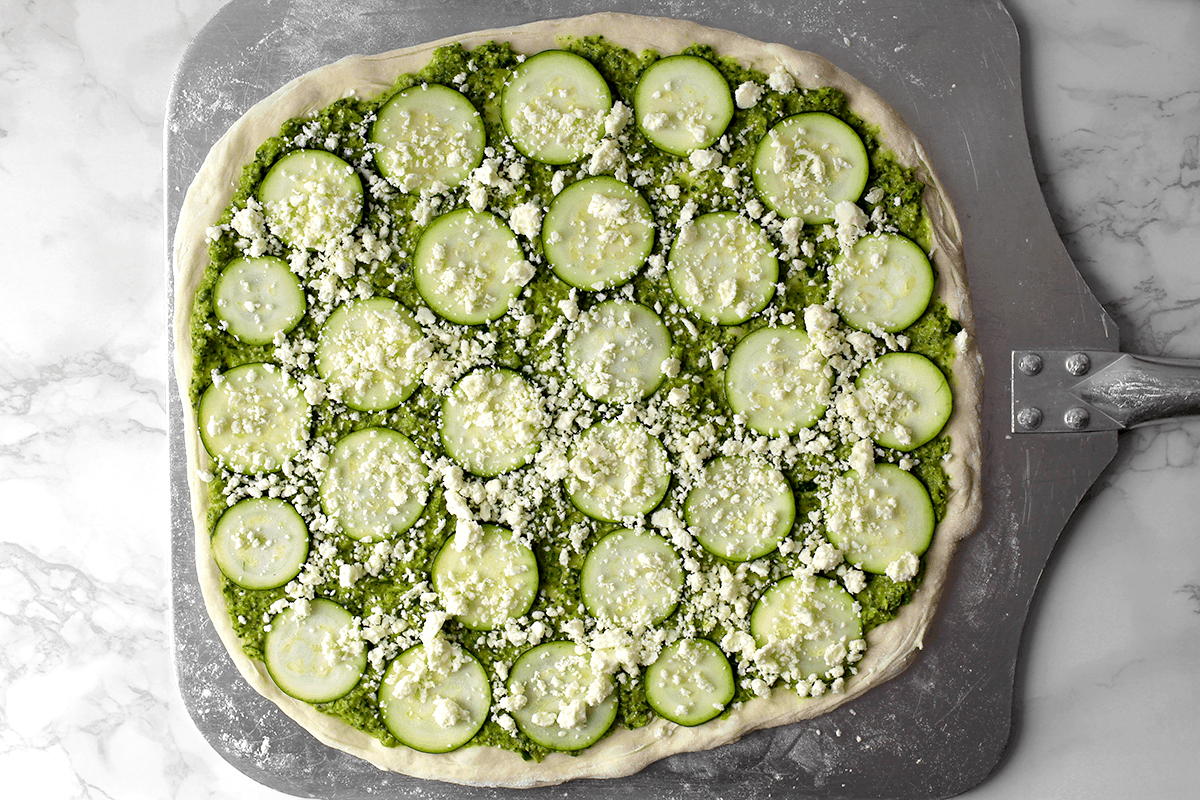 topped poblano pizza