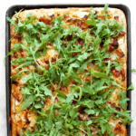 bacon, apple, and squash sheet pan pizza