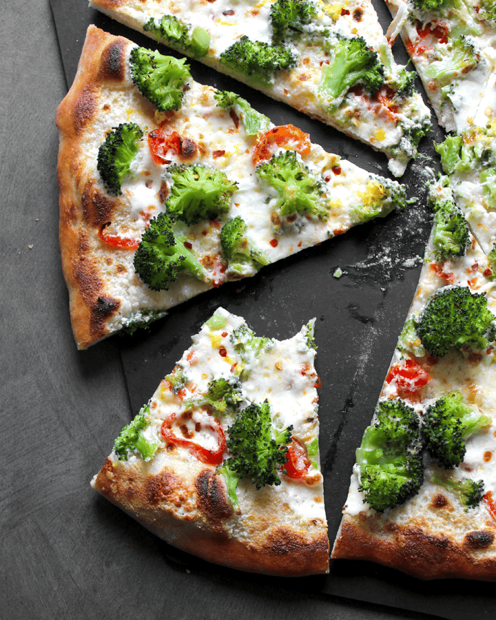 broccoli pizza with a hint of heat