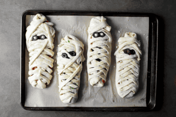 Mummy Pizza Braids before baking