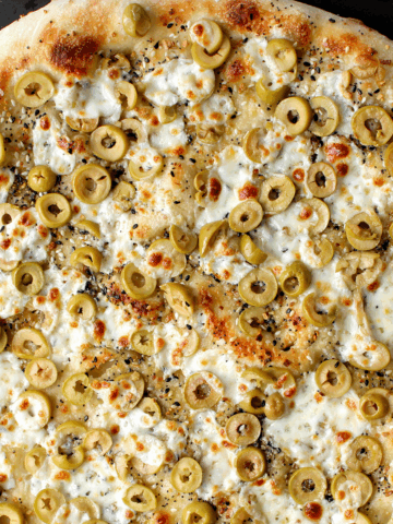 olive everything pizza, square featured image