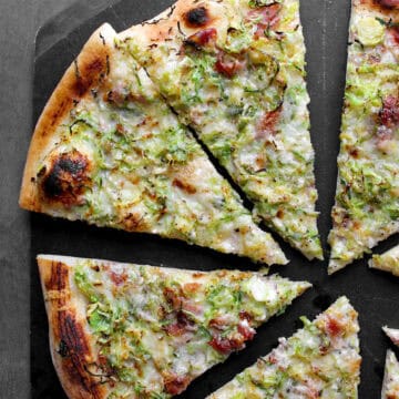 Brussels Sprout and Prosciutto Pizza with Gruyere Cheese, featured image