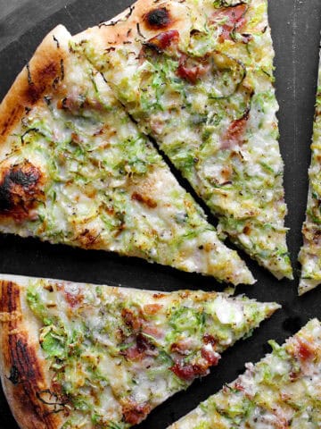 Brussels Sprout and Prosciutto Pizza with Gruyere Cheese, featured image