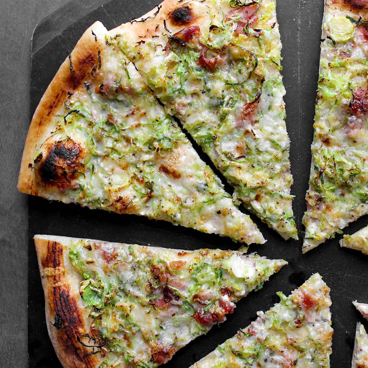 Brussels Sprout and Prosciutto Pizza with Gruyere Cheese, featured image