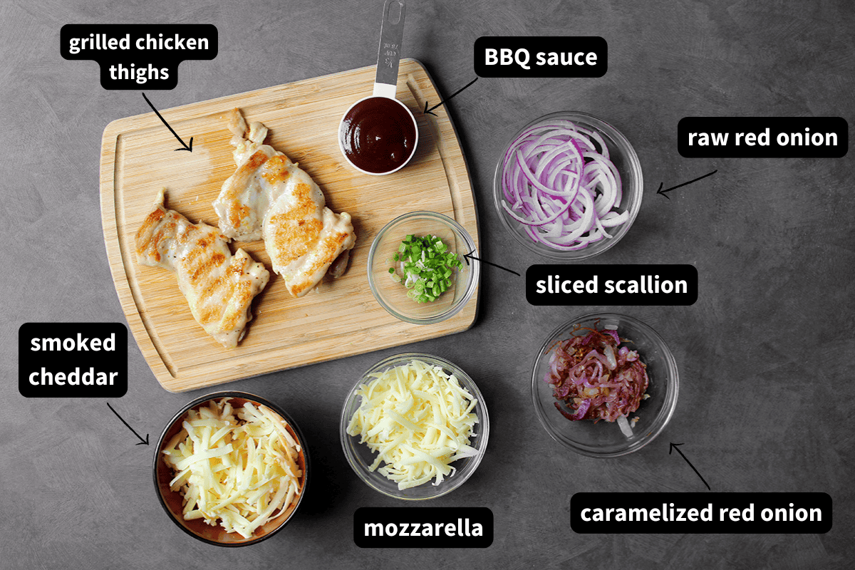 topping ingredients with labels